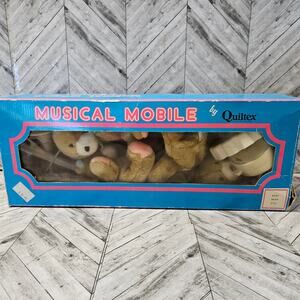 Vintage Quiltex Musical Mobile Bears Pink Blue Baby Crib Works